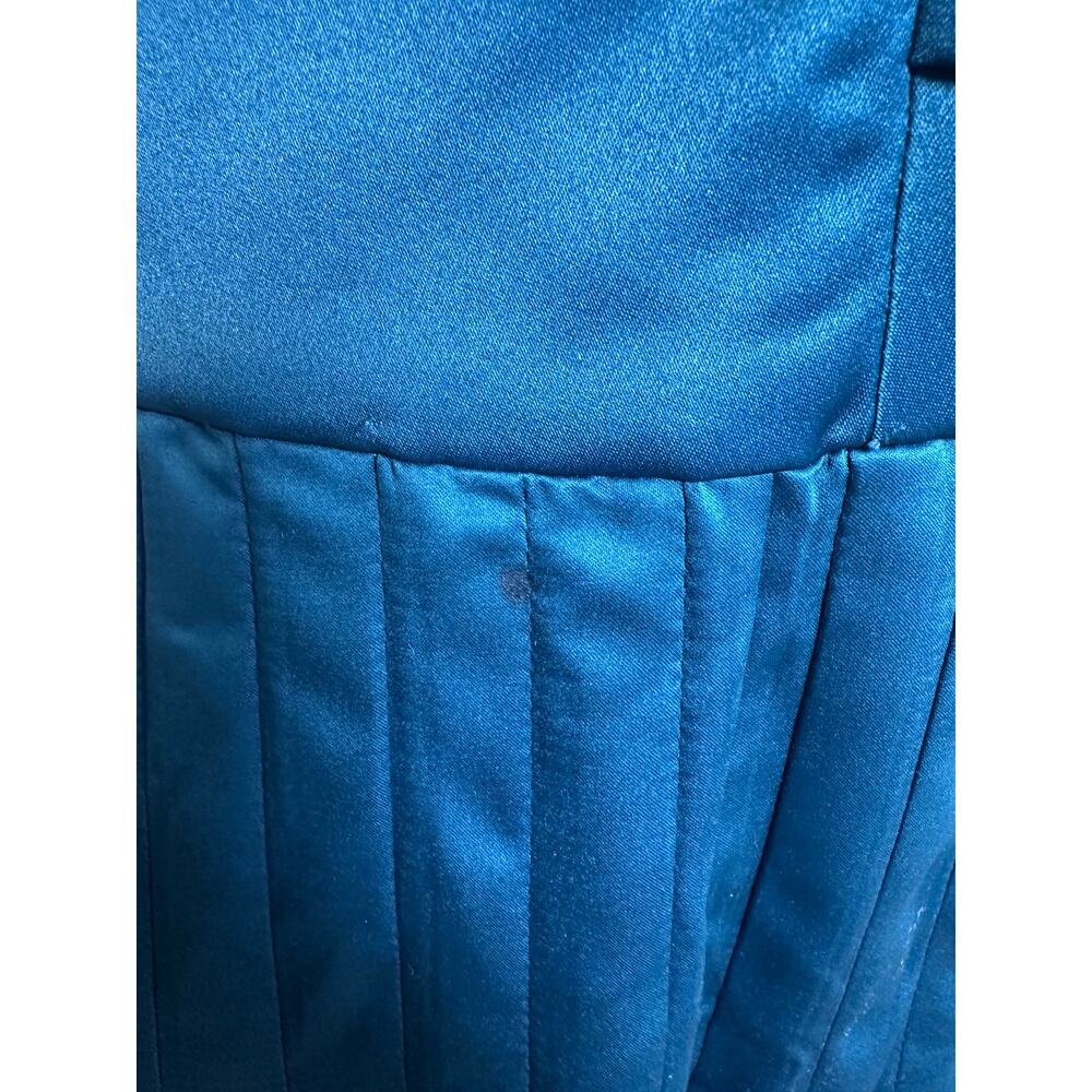 Flor Et.Al One Shoulder Teal Pleated Cocktail Dress Size 2 Asymmetrical Formal - Picture 8 of 10